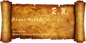 Riesz Miklós névjegykártya